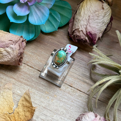 124 - Sterling Silver Royston Turquoise Medicine Man Eye Stamped Stacking Ring by Jason Ogg