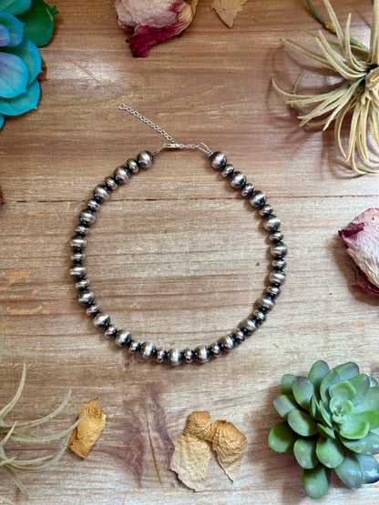 14 inch Choker 10mm and 10mm Saucer Sterling Silver Pearls Necklace
