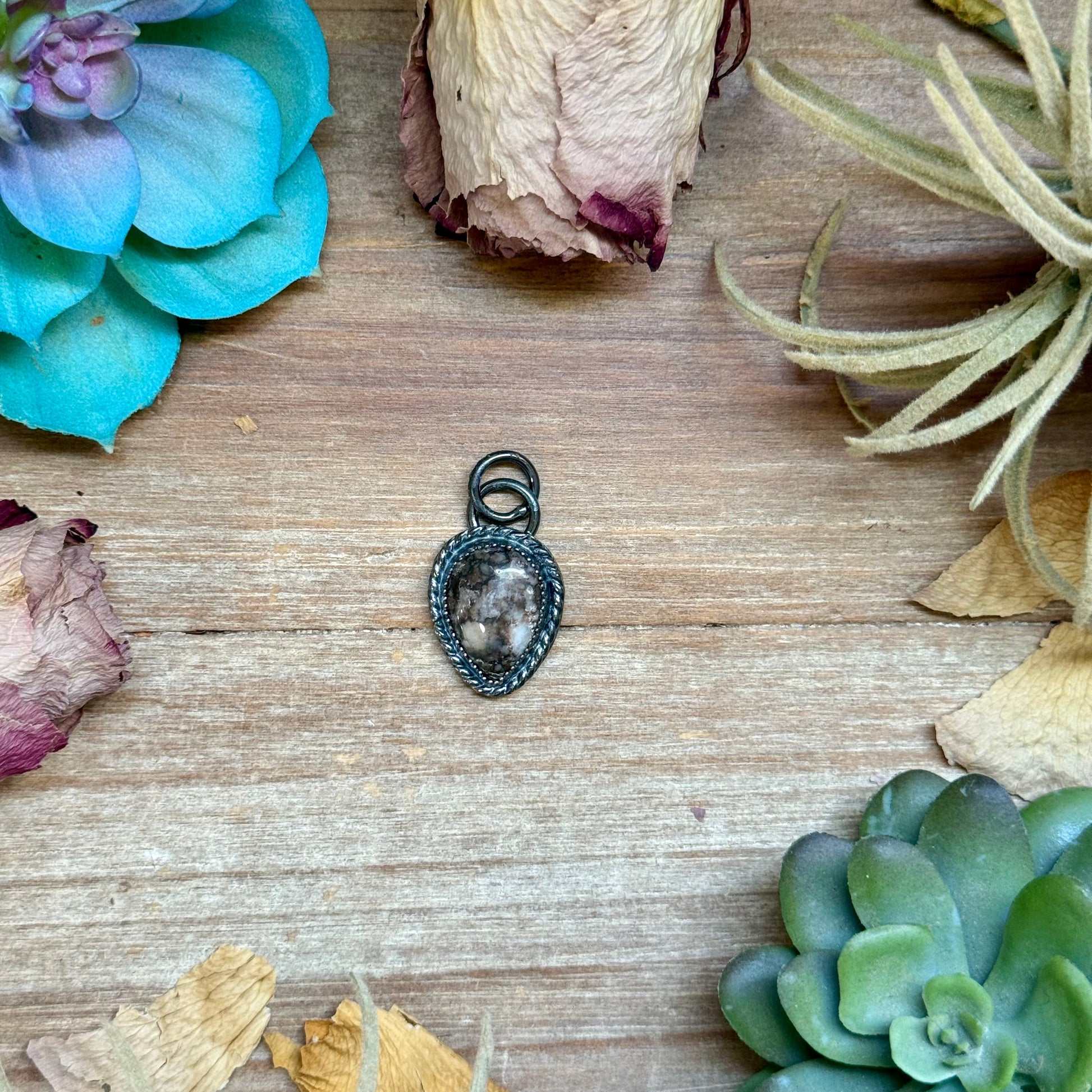 Wild Horse matrix sterling silver charm with free sterling silver necklace handmade by The Bijoux FAB
