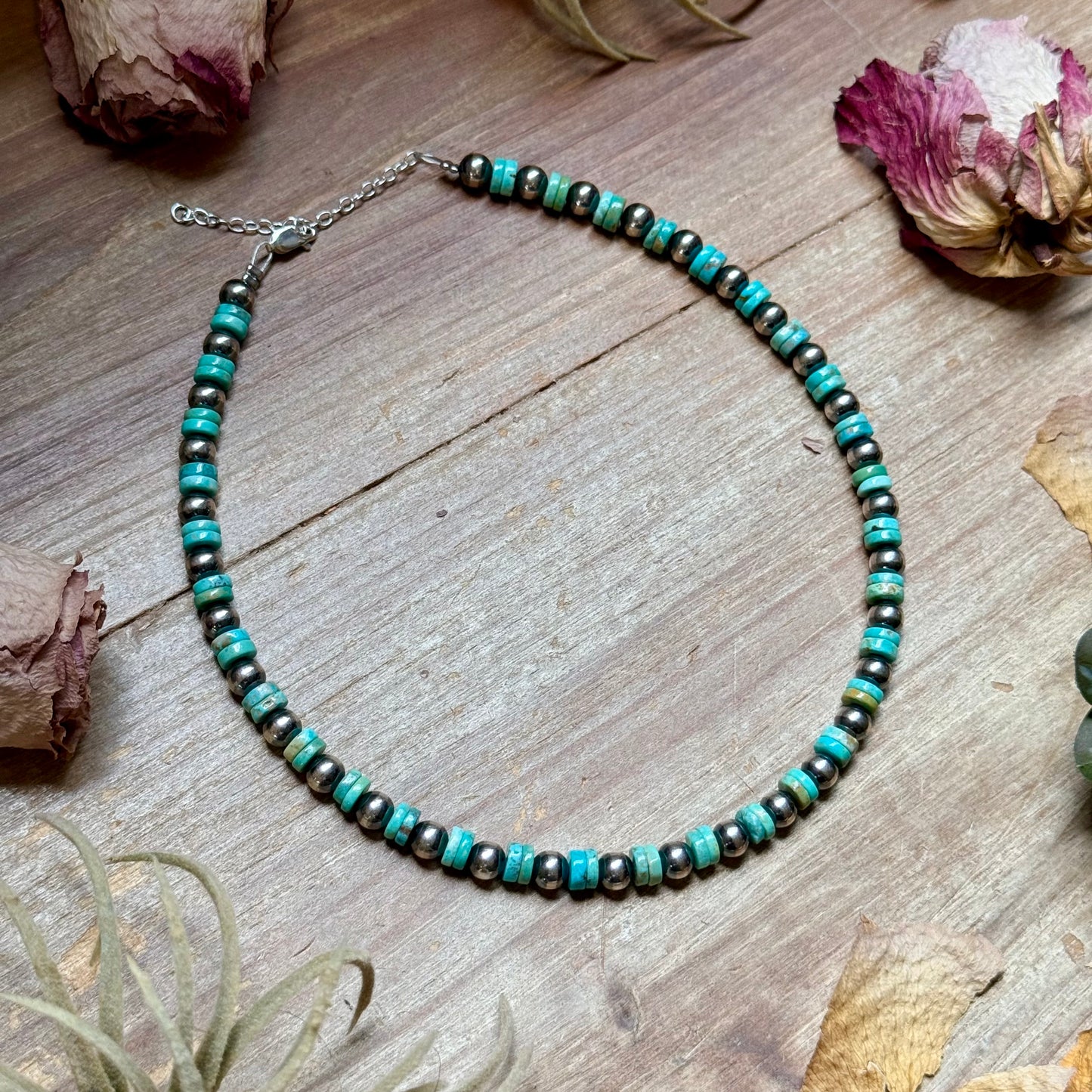 Sterling Silver Pearl & Heishi Choker – 14" + Extender – 6mm