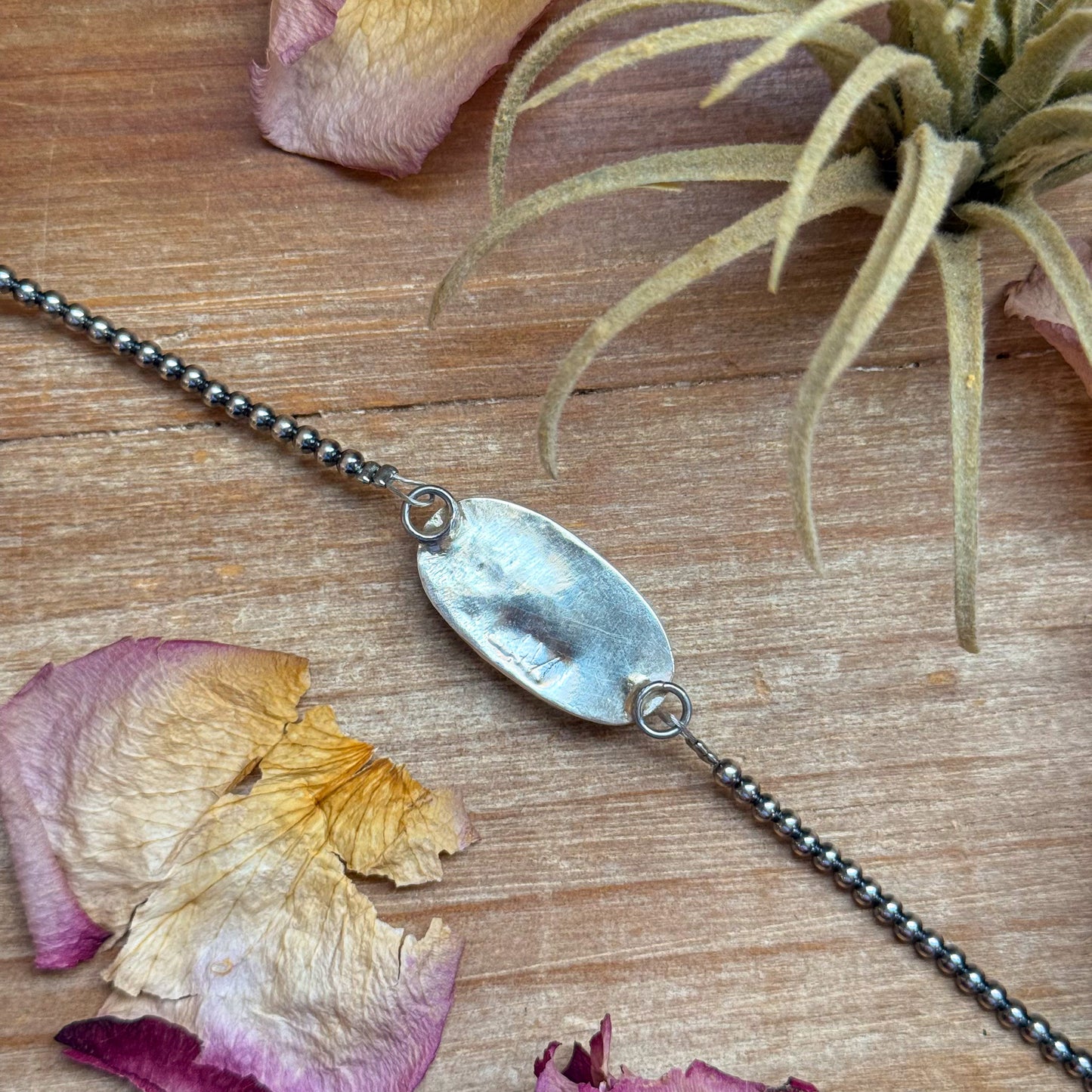 Sterling Silver Choker with Turquoise Pendant – 13”