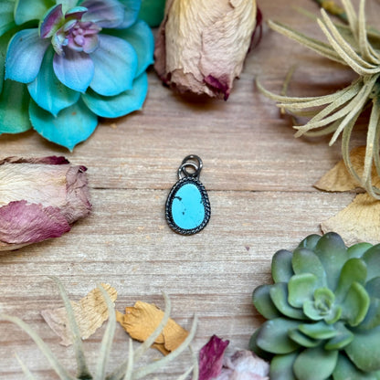 Sky blue turquoise sterling silver charm with free sterling silver necklace handmade by The Bijoux FAB
