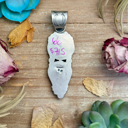 66 - Sterling Silver Royston Turquoise & Indian Head Penny Pendant by Shay Pfeiffer