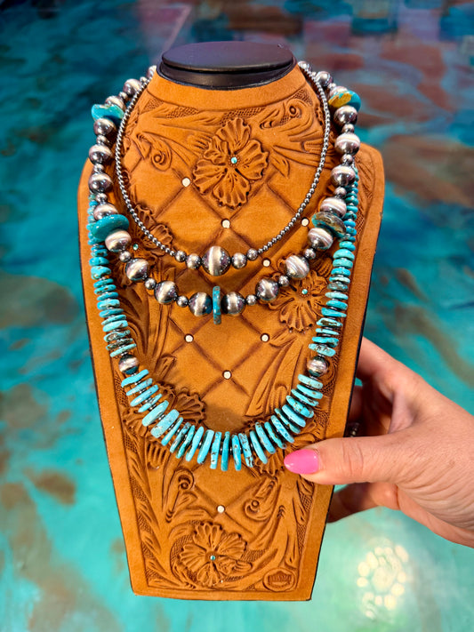 Icy Blue Turquoise & Sterling Silver 3-Piece Necklace Stack