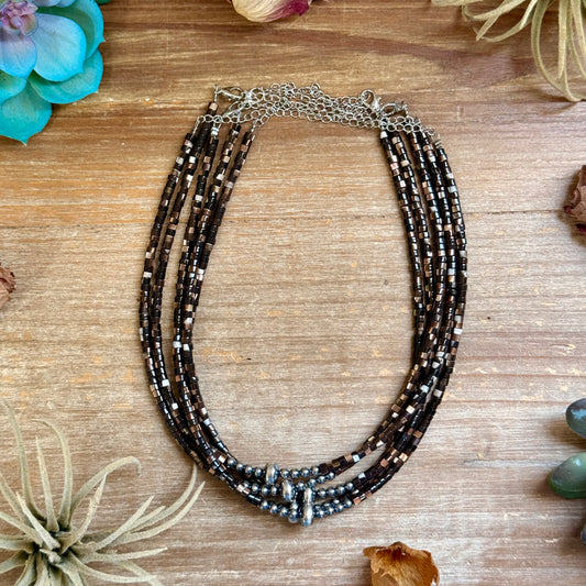 14-Inch Dyed Brown Shell Choker
