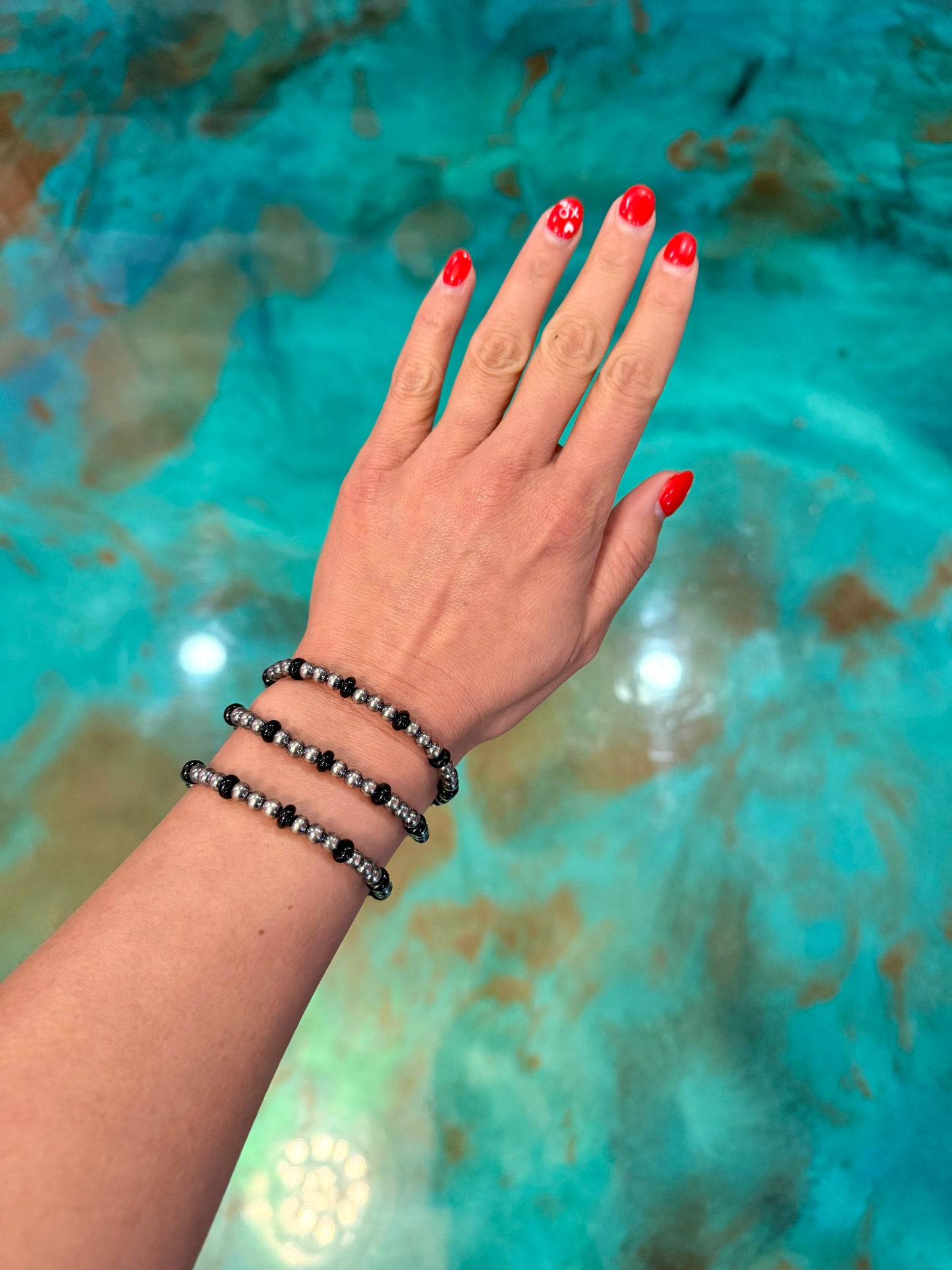 Black Onyx & Sterling Silver Pearl Bracelet – 5mm