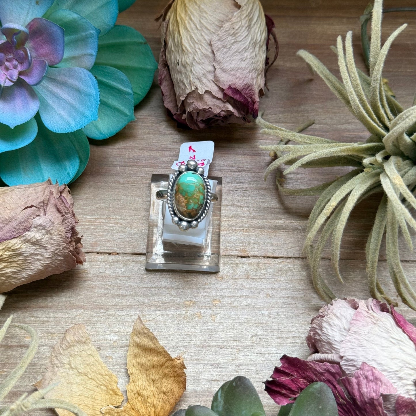 124 - Sterling Silver Royston Turquoise Medicine Man Eye Stamped Stacking Ring by Jason Ogg