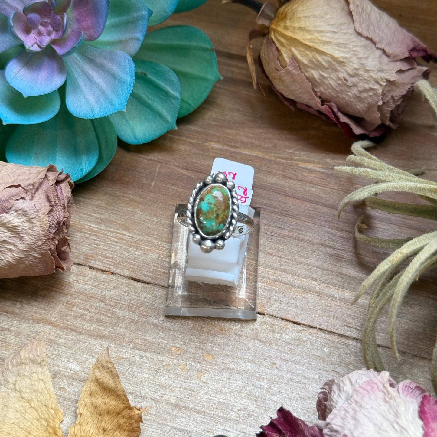 125 - Sterling Silver Royston Turquoise Medicine Man Eye Stamped Stacking Ring by Jason Ogg