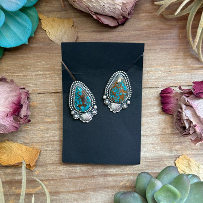 41 - Sterling Silver Easter Blue Turquoise Stud Earrings by Shay Pfeiffer