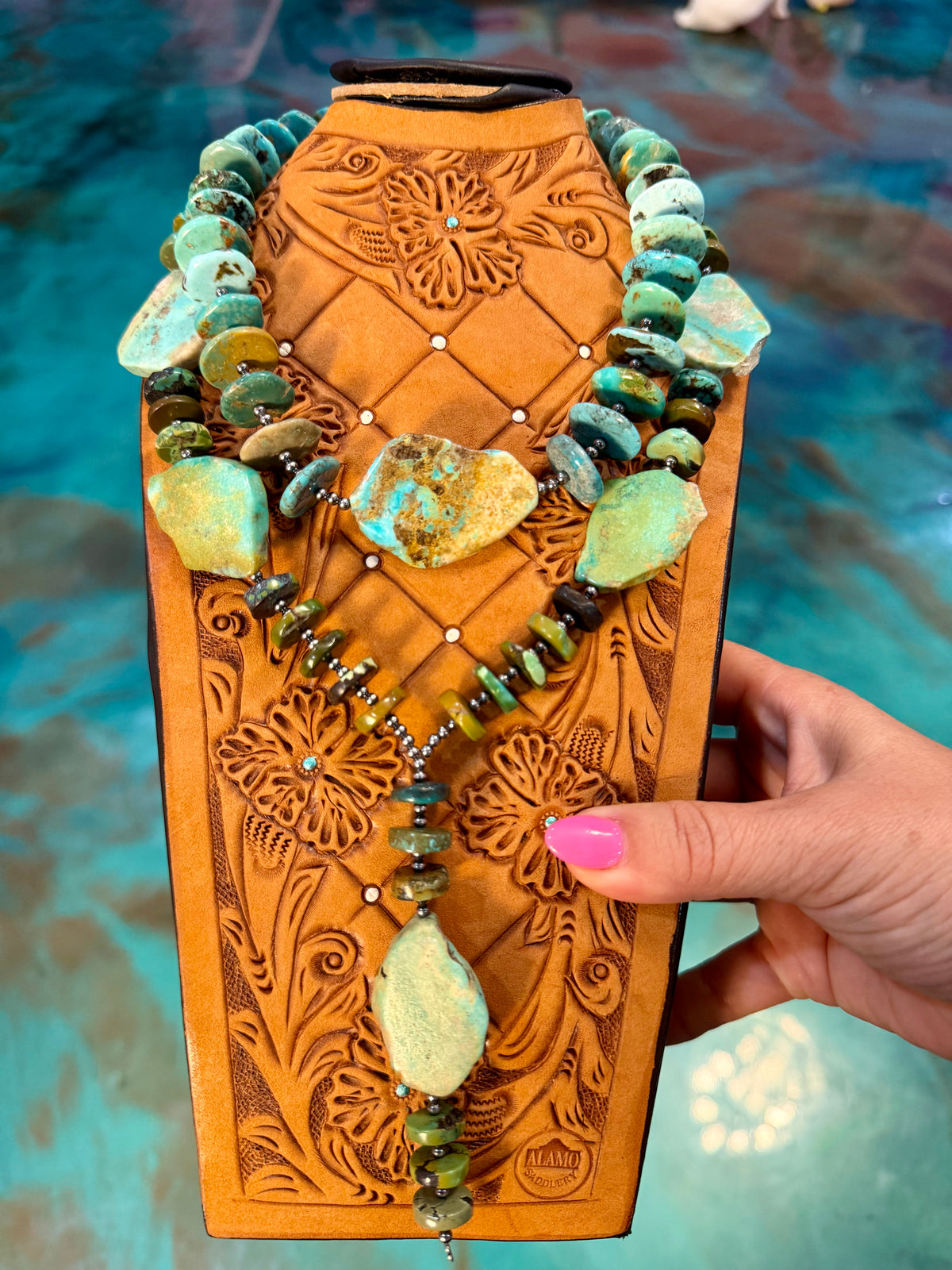 Jaci Stack – Green Turquoise & Sterling Silver Necklaces