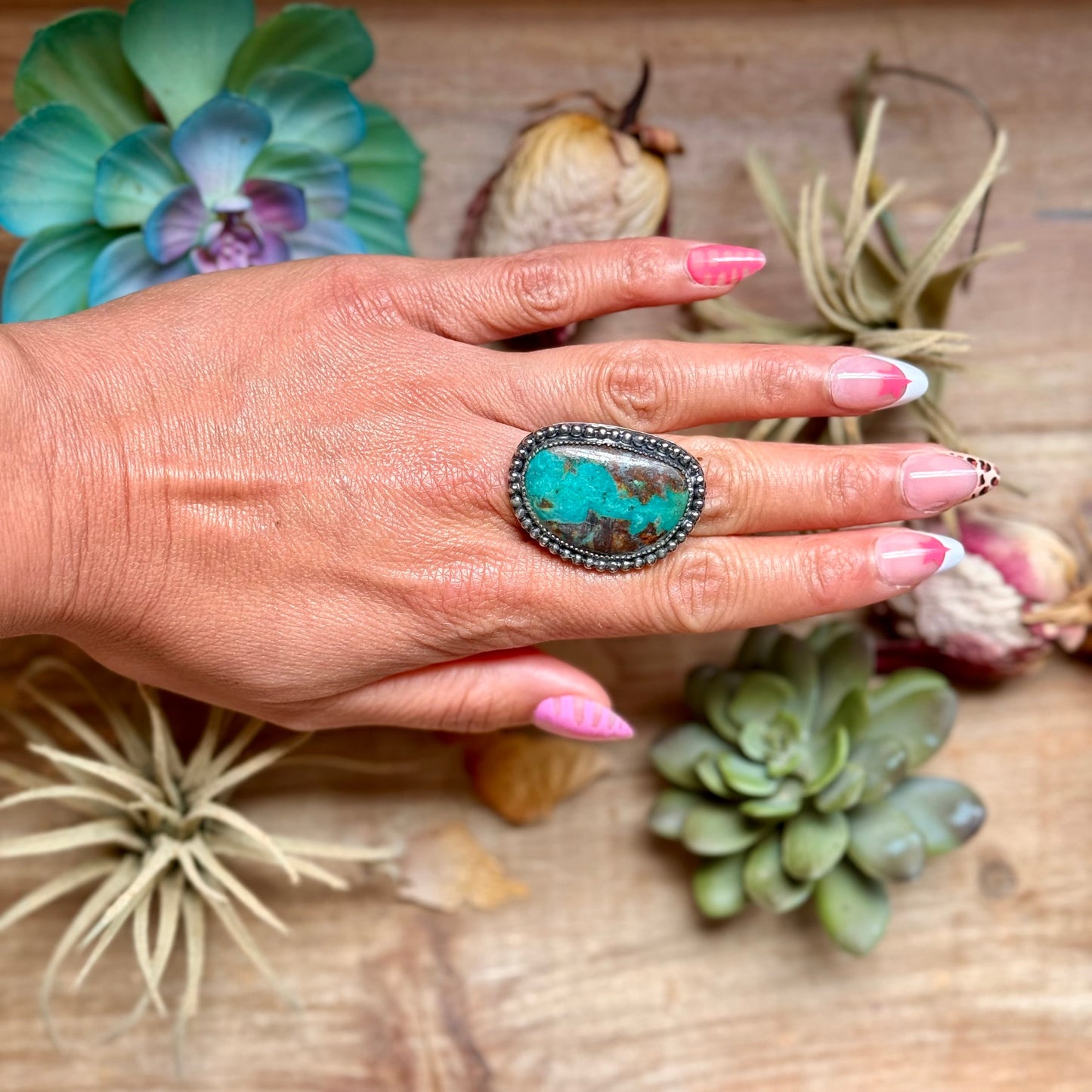 MJ Freeform Turquoise Ring – Sterling Silver