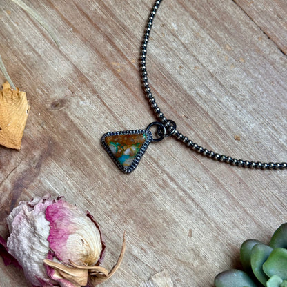 FREE Sterling Silver Pearl Necklace + MJ Triangle Royston Turquoise Pendant