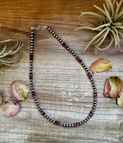 Handmade 18-inch sterling silver pearl necklace with deep purple spiny oyster beads and extender, limited edition by The Bijoux FAB