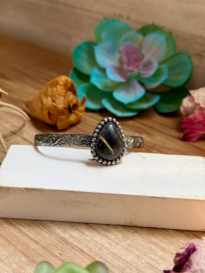 MJ Black Jack Turquoise Sterling Silver Cuff