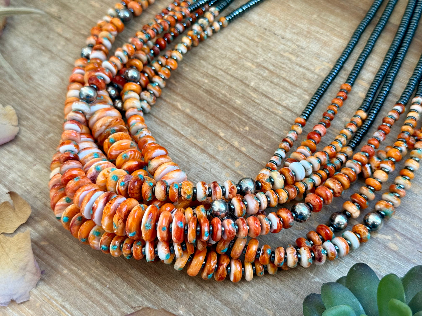 22” Spiny & Turquoise Graduated Necklace