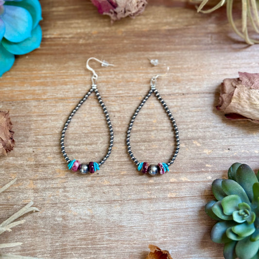 Purple Spiny Oyster & Turquoise Statement Earrings