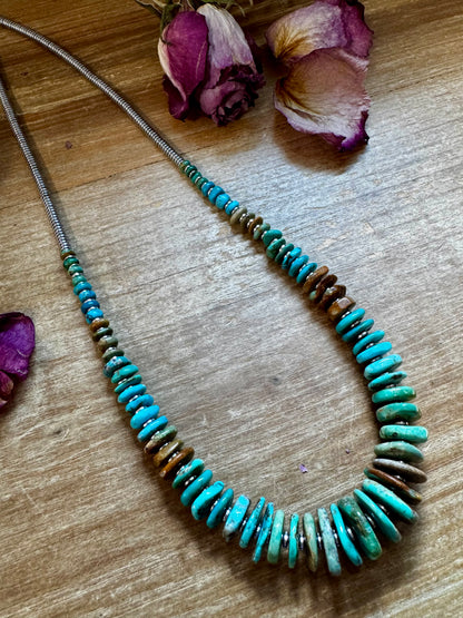 Tri-Color Turquoise & Hematite Necklace – 23"
