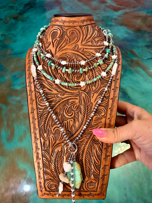 One Time Pieces – Turquoise, Freshwater Pearl & White Shell Necklace Collection