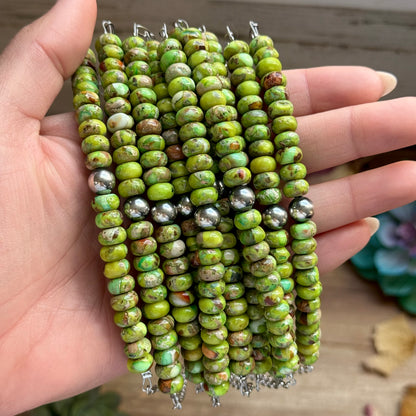 16” Green Variscite Paperclip Necklace – Sterling Silver Accent