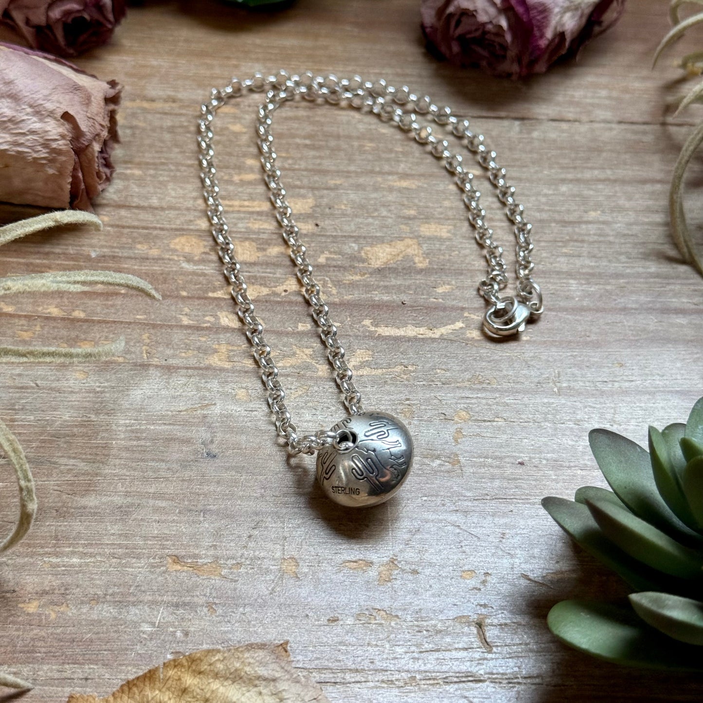 89 - Sterling Silver Desert Wolf Single Ponca Pearl Necklace by Jason Ogg