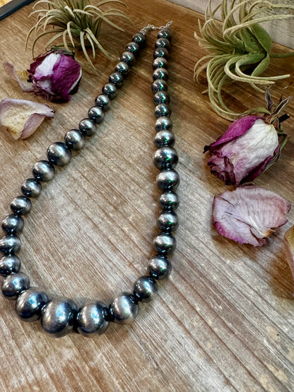 Large Sterling Silver Pearl Necklace – 6mm to 20mm Graduated