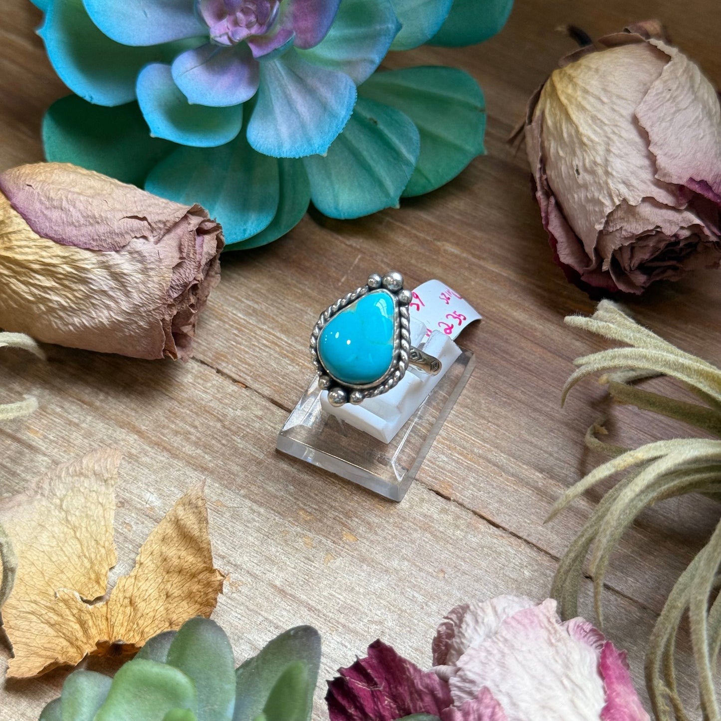 139 - Sterling Silver Royston Turquoise Medicine Man Eye Stamped Stacking Ring by Jason Ogg