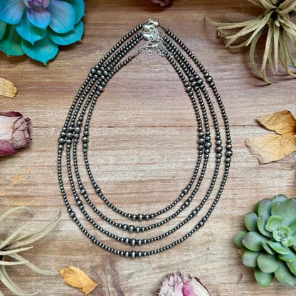 18 inch Graduated Sterling Silver Pearl Necklace