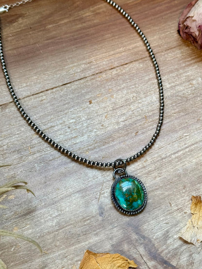 FREE Sterling Silver Pearl Necklace + MJ Green Turquoise Pendant