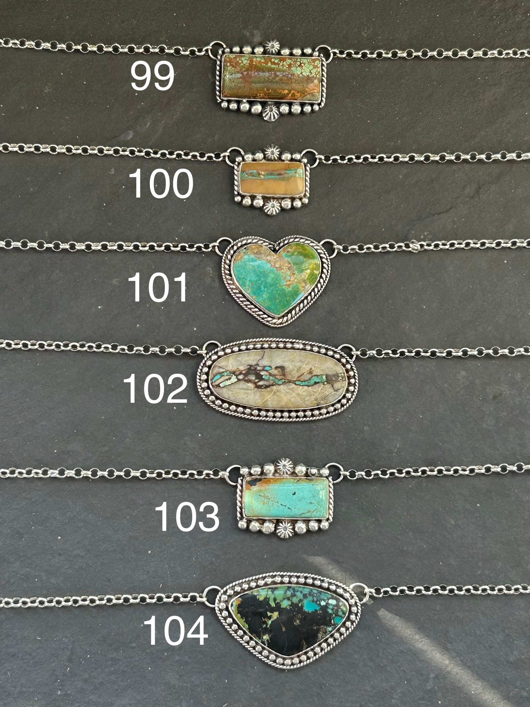 Sterling silver bar necklace with Black Hills turquoise by Texas artist Jason Ogg
