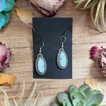 32 - Sterling Silver Dry Creek Turquoise Dangle Earrings by Shay Pfeiffer