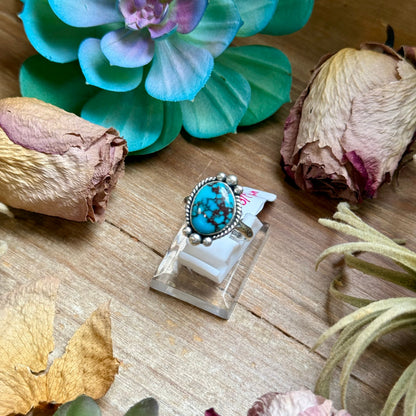 138 - Sterling Silver Egyptian Turquoise Medicine Man Eye Stamped Stacking Ring by Jason Ogg