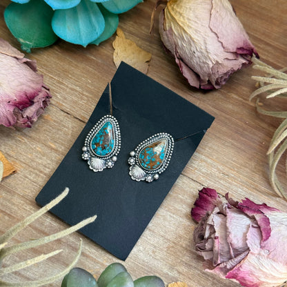 41 - Sterling Silver Easter Blue Turquoise Stud Earrings by Shay Pfeiffer