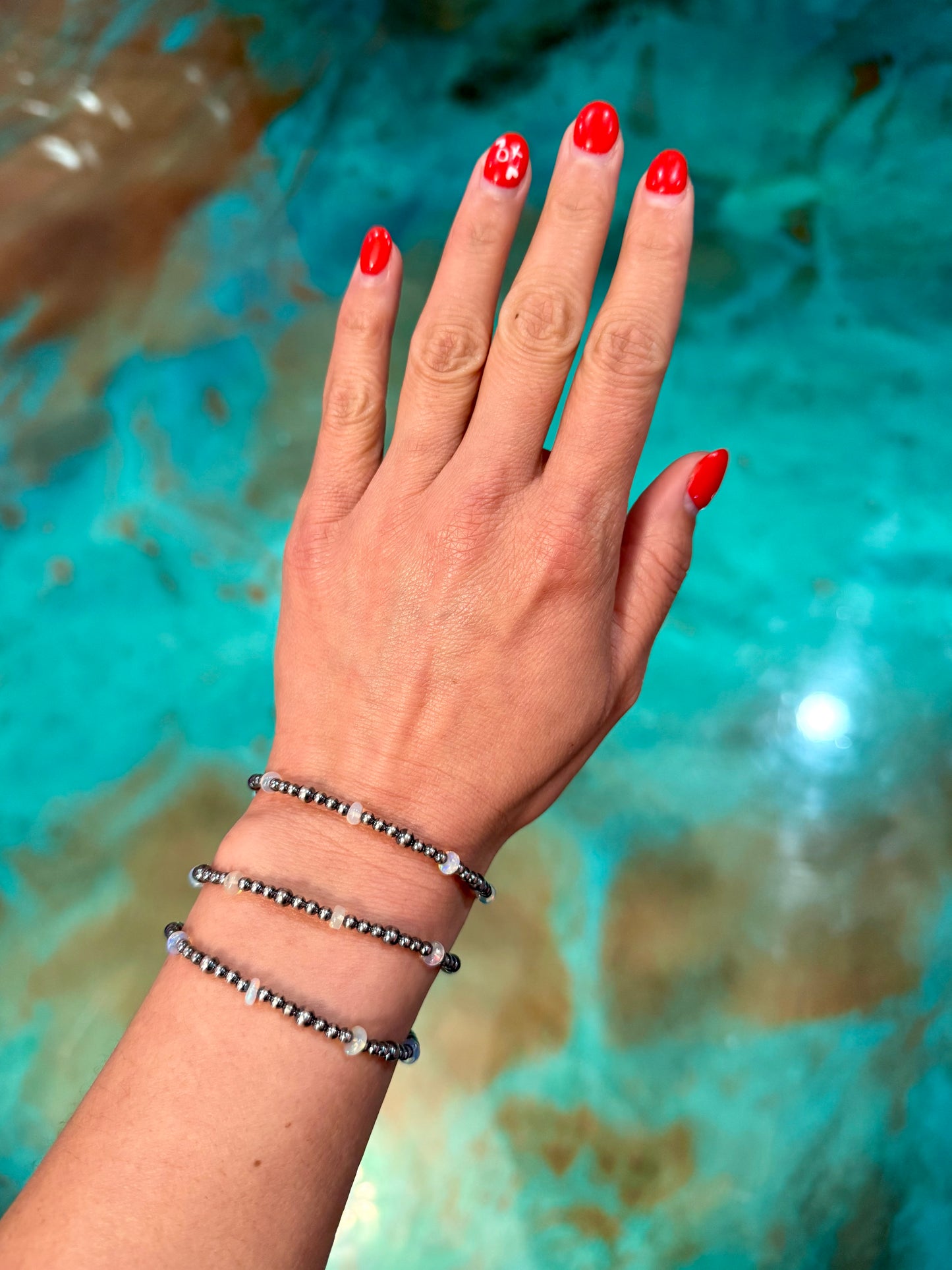 White Opal & Sterling Silver Pearl Bracelet