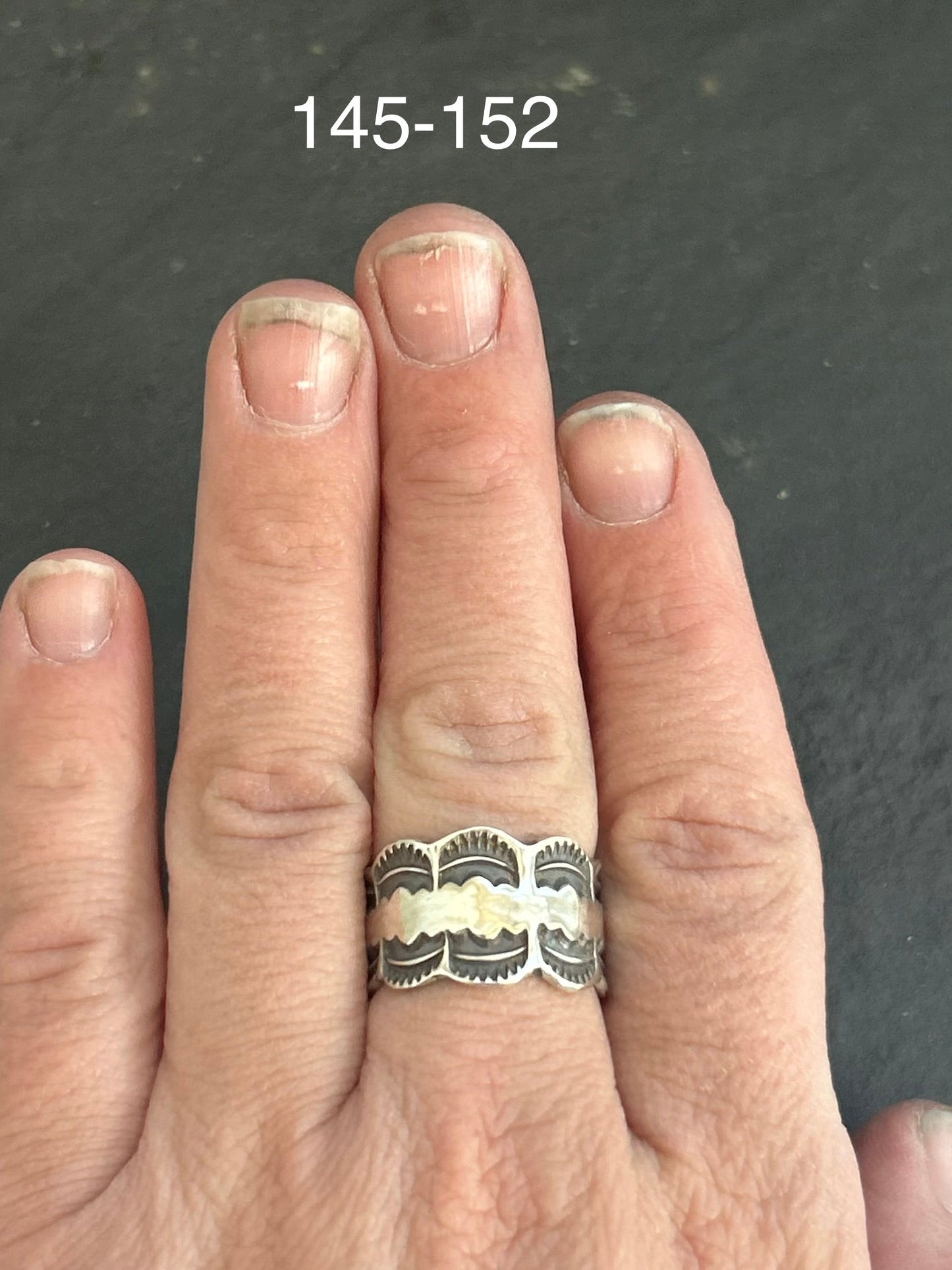 145-152 Sterling Silver Hand Milled Stamped Scalloped Edge Ring by Jason Ogg