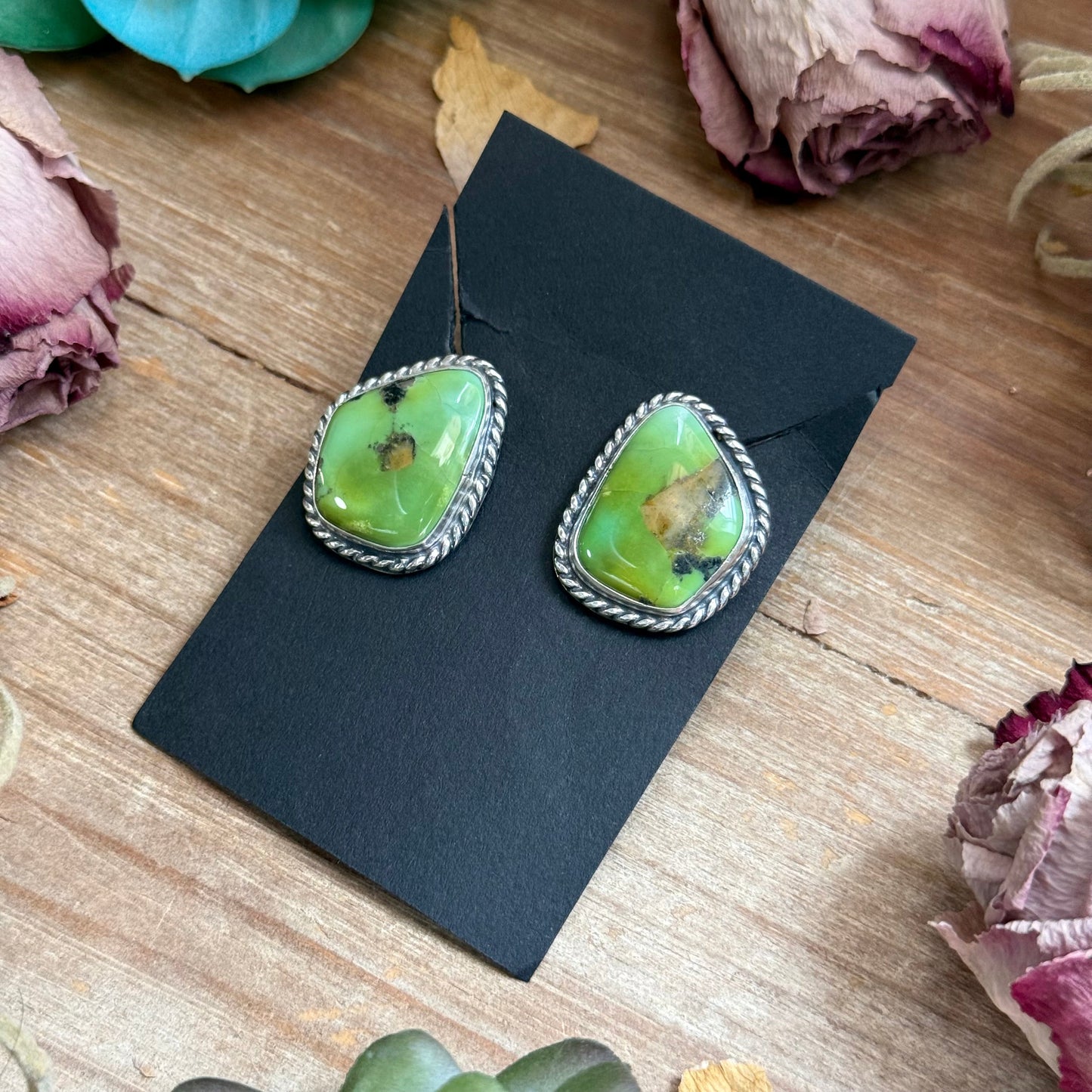 17 - Sterling Silver Sonoran Turquoise Stud Earrings by Jason Ogg