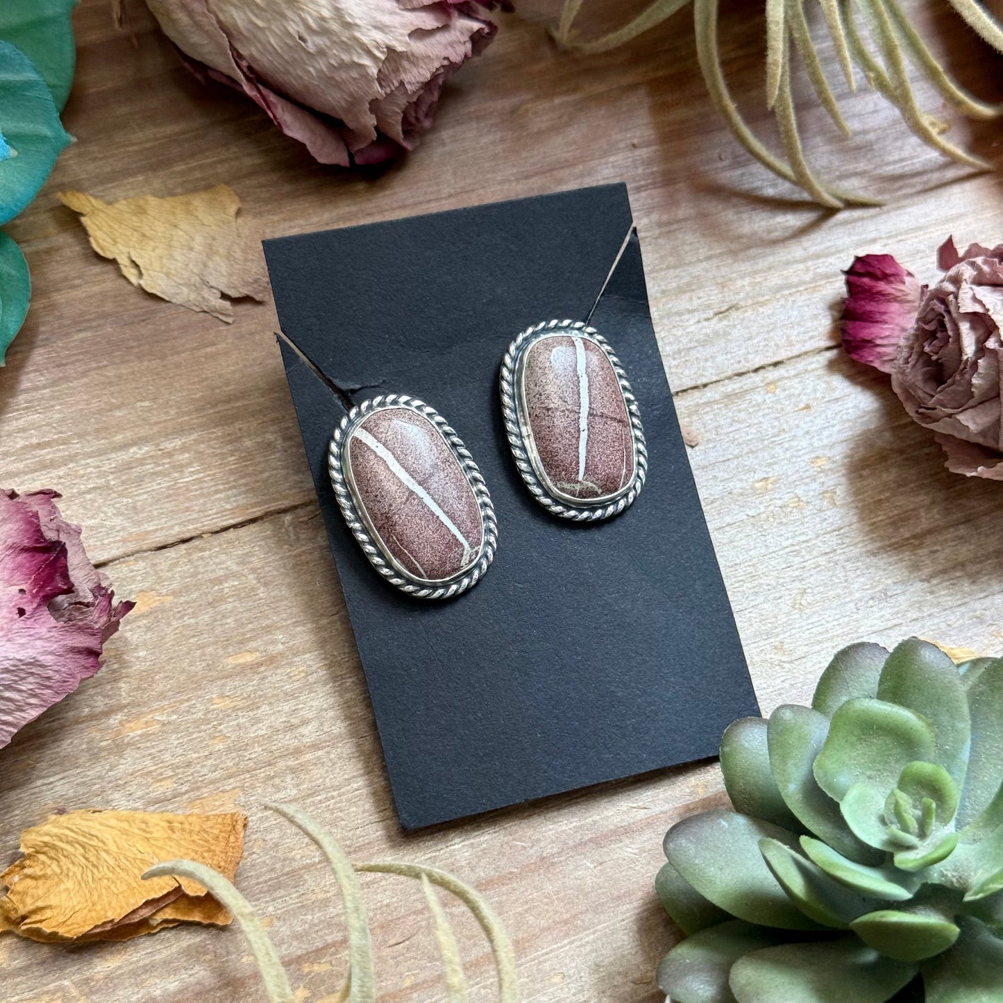54 - Sterling Silver Red Buffalo Stud Earrings by Jason Ogg