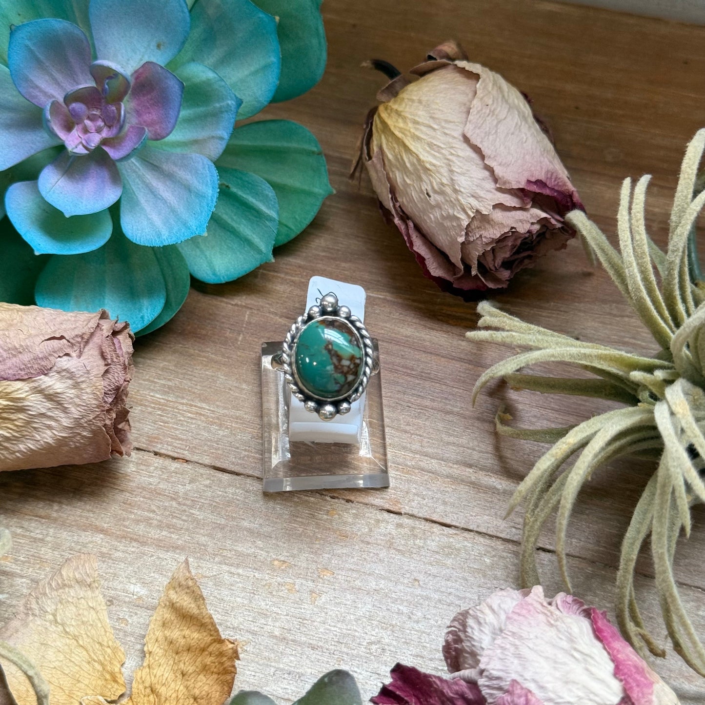 122 - Sterling Silver Royston Turquoise Medicine Man Eye Stamped Stacking Ring by Jason Ogg