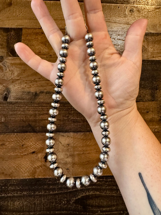 14 inch Choker 10mm and 10mm Saucer Sterling Silver Pearls Necklace