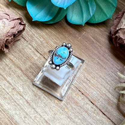 141 - Sterling Silver Golden Hill Turquoise Medicine Man Eye Stamped Stacking Ring by Jason Ogg