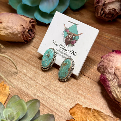 27 - Sterling Silver Cripple Creek Turquoise Stud Earrings by Jason Ogg