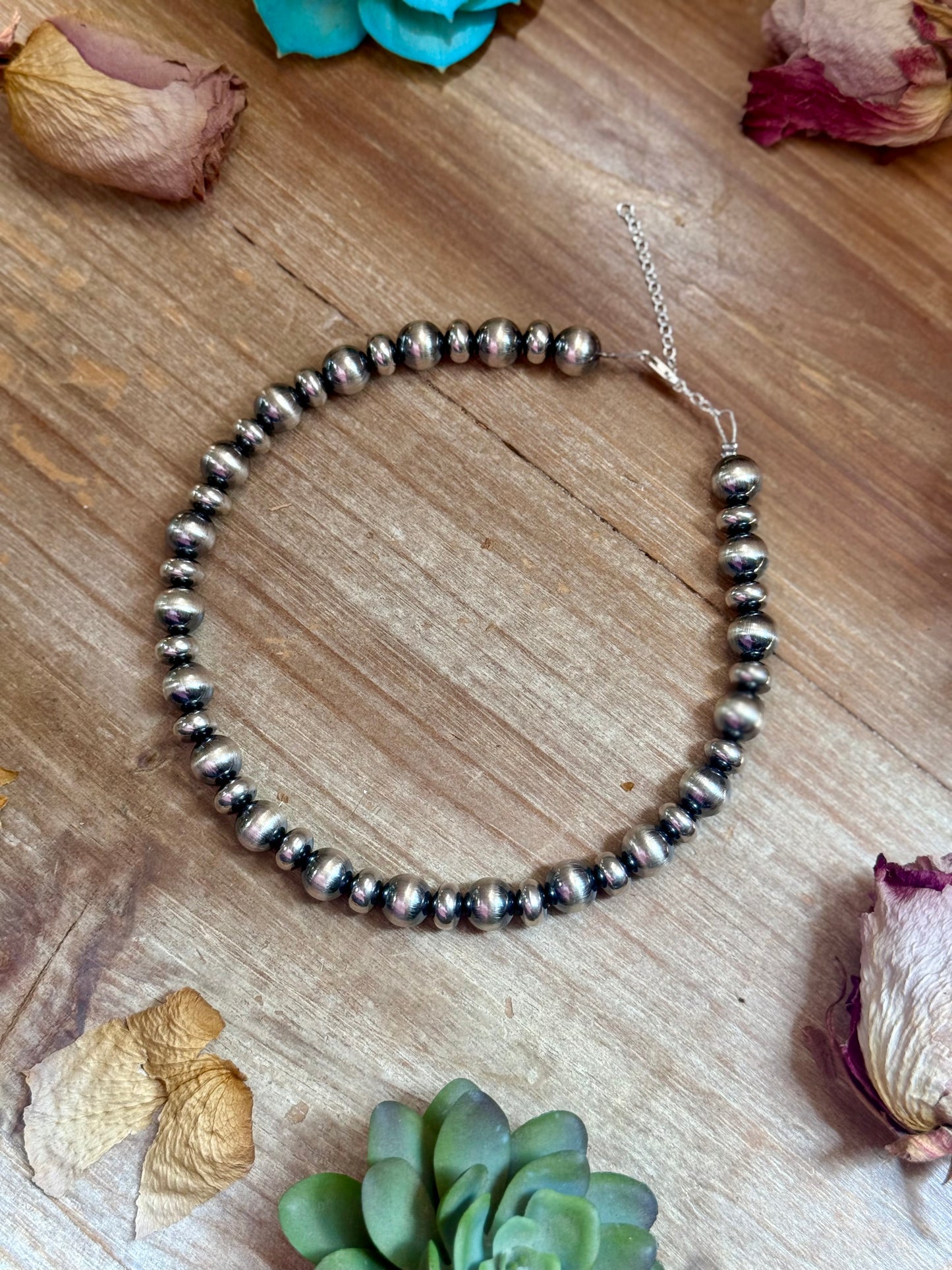 14 inch Choker 10mm and 10mm Saucer Sterling Silver Pearls Necklace