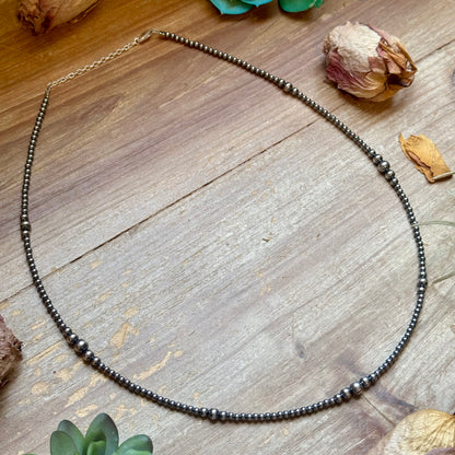 3mm 22” Graduated Sterling Silver Pearl Necklace