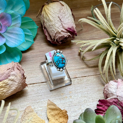 138 - Sterling Silver Egyptian Turquoise Medicine Man Eye Stamped Stacking Ring by Jason Ogg