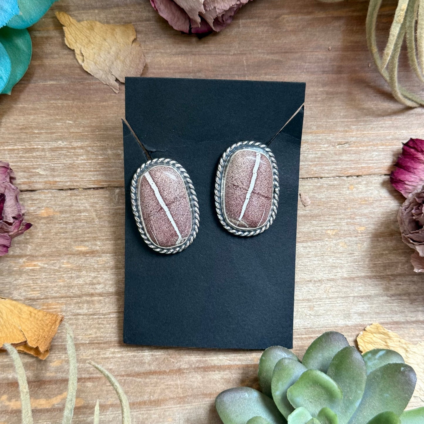 54 - Sterling Silver Red Buffalo Stud Earrings by Jason Ogg