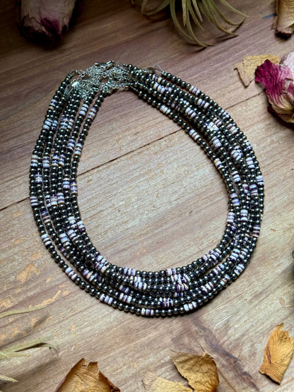 Wampum Shell & Sterling Silver Necklace 4mm 16"