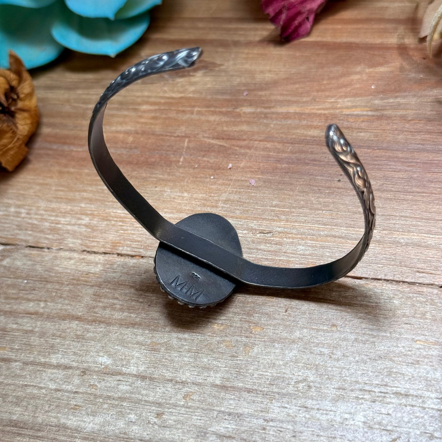 MJ Oval Black Jack Turquoise Sterling Silver Cuff