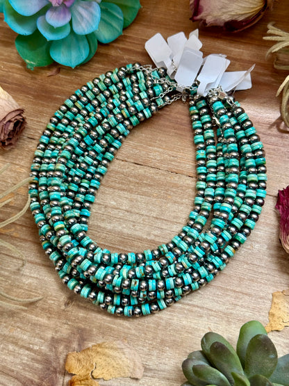 Sterling Silver Pearl & Heishi Choker – 14" + Extender – 6mm