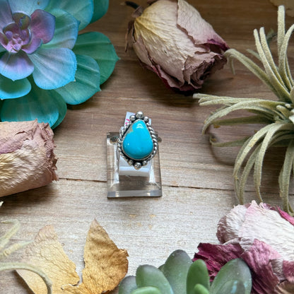139 - Sterling Silver Royston Turquoise Medicine Man Eye Stamped Stacking Ring by Jason Ogg
