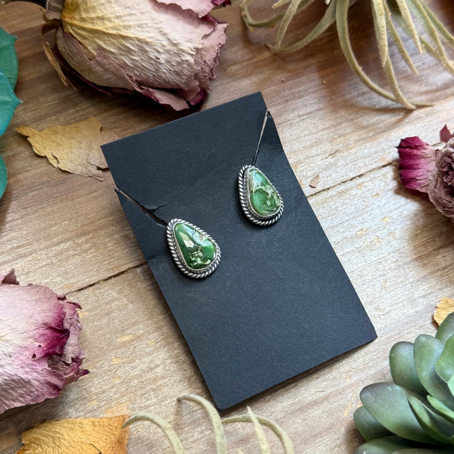 3 - Sterling Silver Sonoran Gold Turquoise Stud Earrings by Jason Ogg