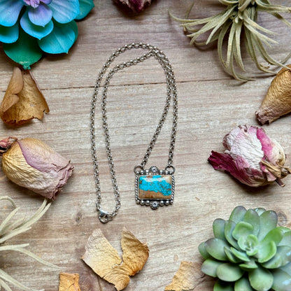 111 - Sterling Silver Easter Blue Turquoise Bar Necklace by Jason Ogg